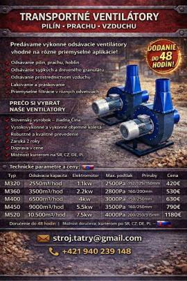 Udsugningsanlæg Transportné ventilátory  |  Tørrerier, luftteknisk udstyr | Tømrer maskineri | Juraj polovka šneky výroba 