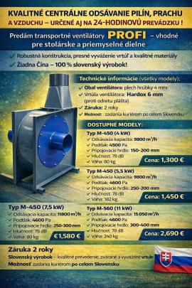 Udsugningsanlæg Transportné ventilátory  |  Tørrerier, luftteknisk udstyr | Tømrer maskineri | Juraj polovka šneky výroba 